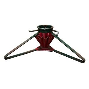 S&B Mfg. Co Milwaukee Christmas Tree Stand Fluted Red Green Metal Vintage 1950’s